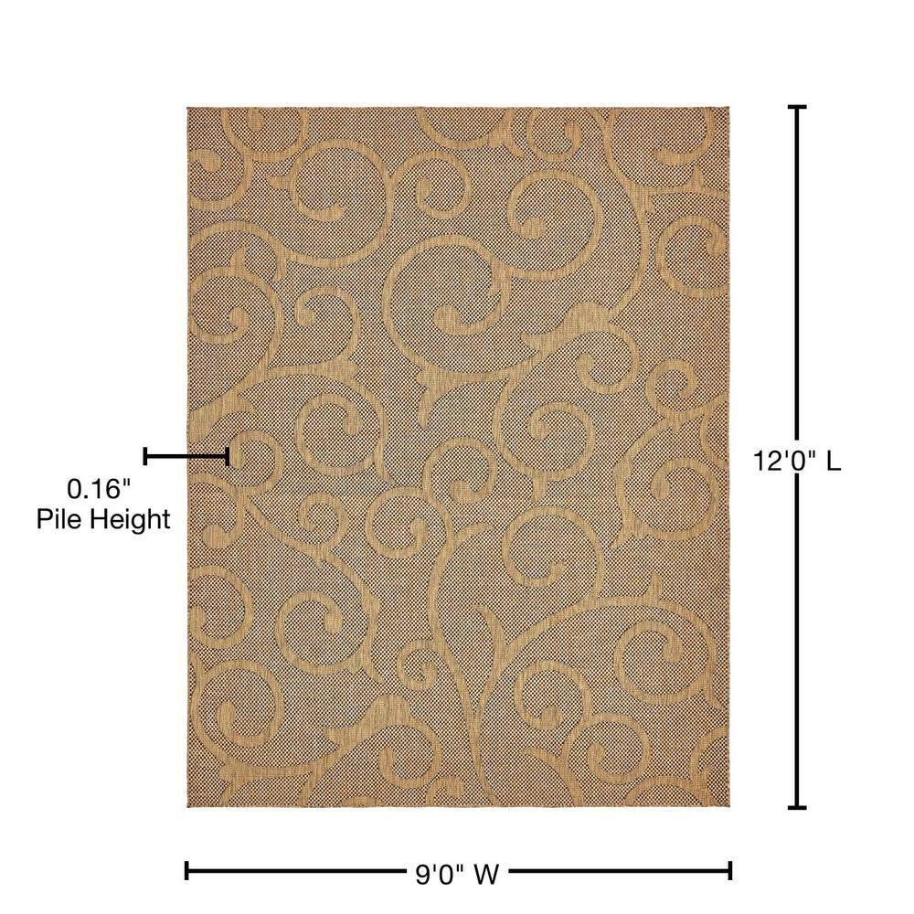 Unique Loom 9' 0 x 12' 2 Light Brown Outdoor Botanical Vine Area Rug