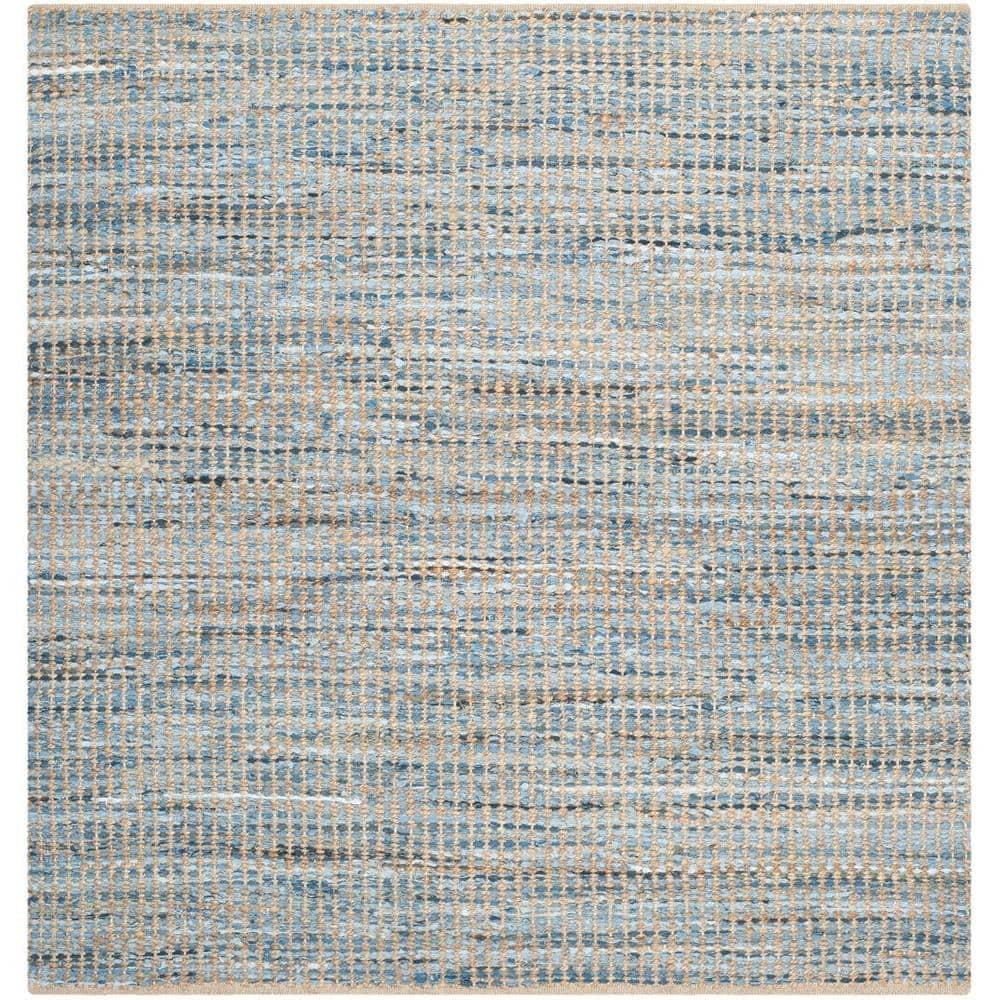 Cape Cod CAP352 Hand Woven Area Rug - Natural/Blue - 8'x8' - Safavieh.