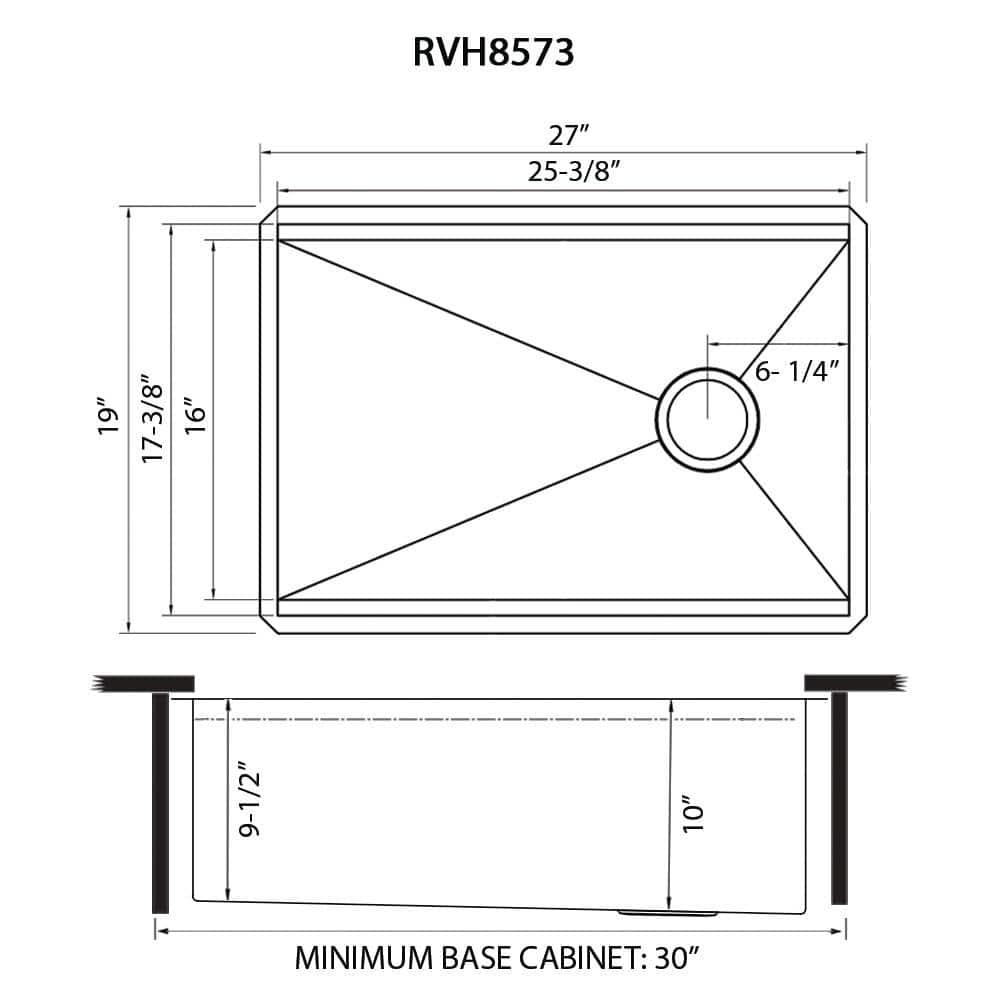 Ruvati 27-inch Workstation Slope Bottom Offset Drain Undermount 16 Gauge Kitchen Sink