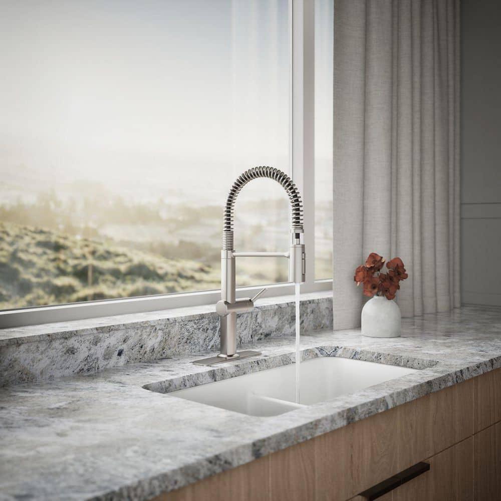 KOHLER Clarus Semi Professional Single Handle Pull Down Sprayer Kitchen Faucet in Vibrant Stainless