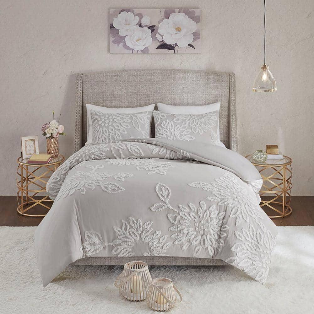 Kelly Clarkson Home Gwyneth 3 Piece Tufted Cotton Chenille Floral Duvet Cover Set