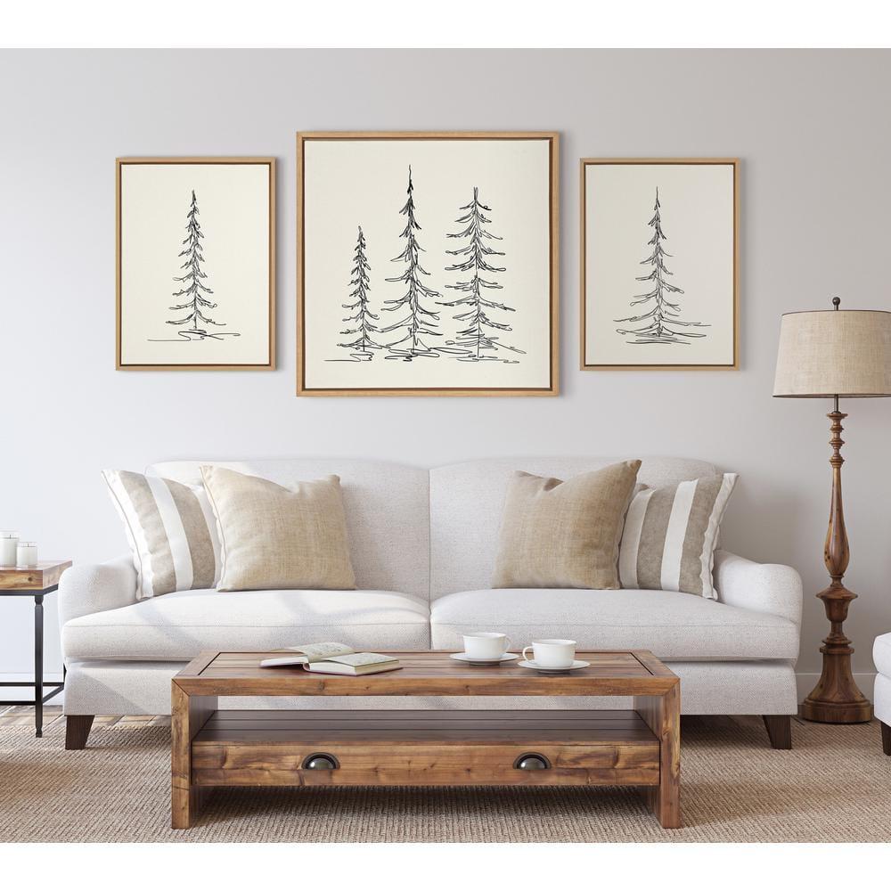 18" x 24" 2pc Sylvie Minimalist Evergreen Trees Sketch Framed Canvas Set by the Creative Bunch Studio - Kate & Laurel All Things Decor