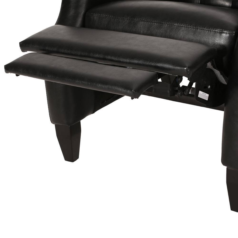Noble House Steinaker Faux Leather Tufted Pushback Recliner, Midnight Black and Dark Brown