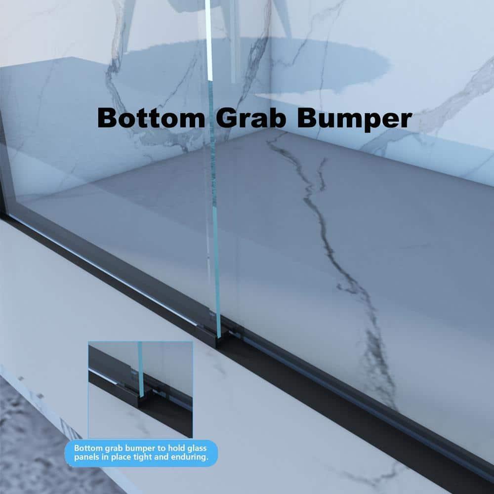 REDmintss 56-60"X70" Aluminum Frame Double Sliding Shower Door,Bypass Bathroom Sliding Door With Premium 5/16" (8Mm) Clear Tempered Glass, Black Hardware Sliding Glass Shower Enclosure,Matte Black Finished AGLBX06590A