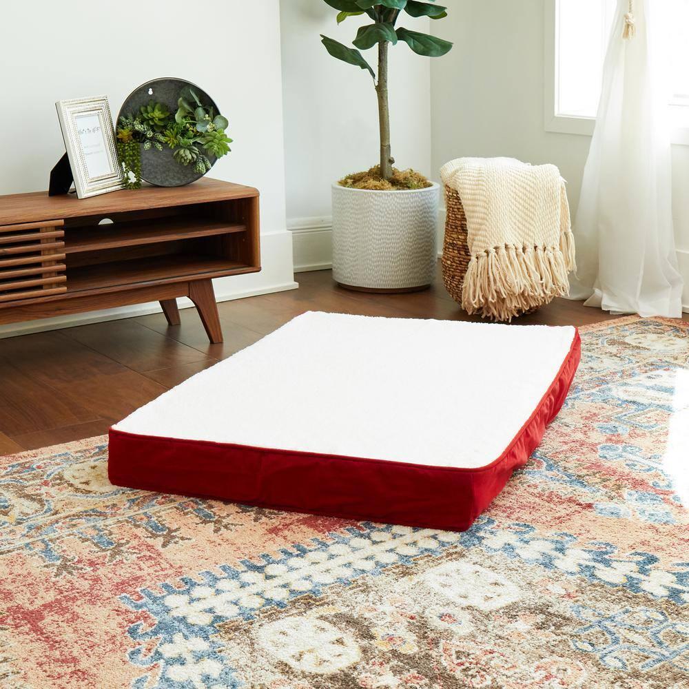 Happy Hounds Oscar Sherpa Orthopedic Dog Bed, Crimson, Medium (42 x 30 in.)