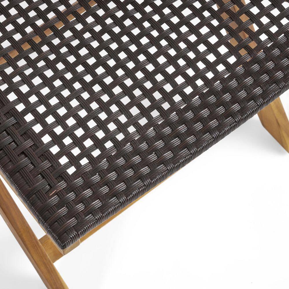 Historyli Go5H 2 Sillas de Comedor Plegables, Asientos de Mimbre Portátiles con Estructura de Madera, Silla de Bistró sin Brazos para Patio, para Porche