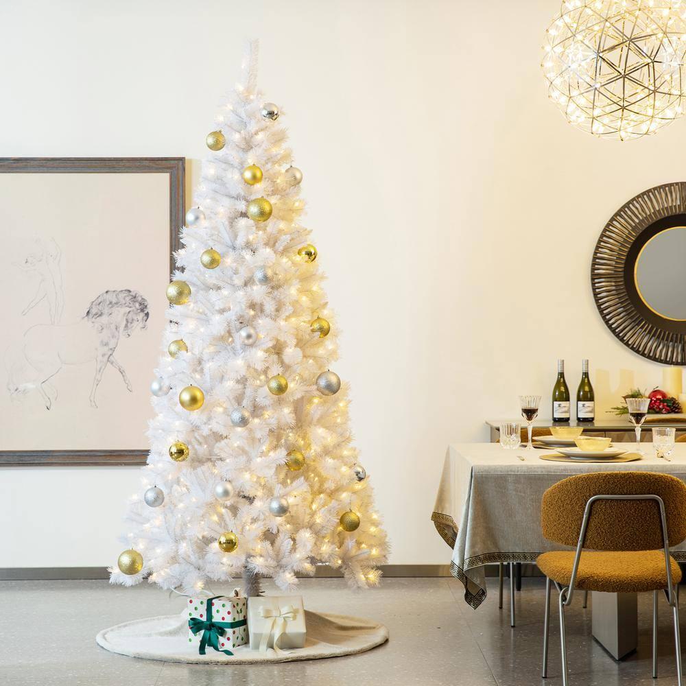 Glitzhome Solid Color Faux Fur Tree Skirt