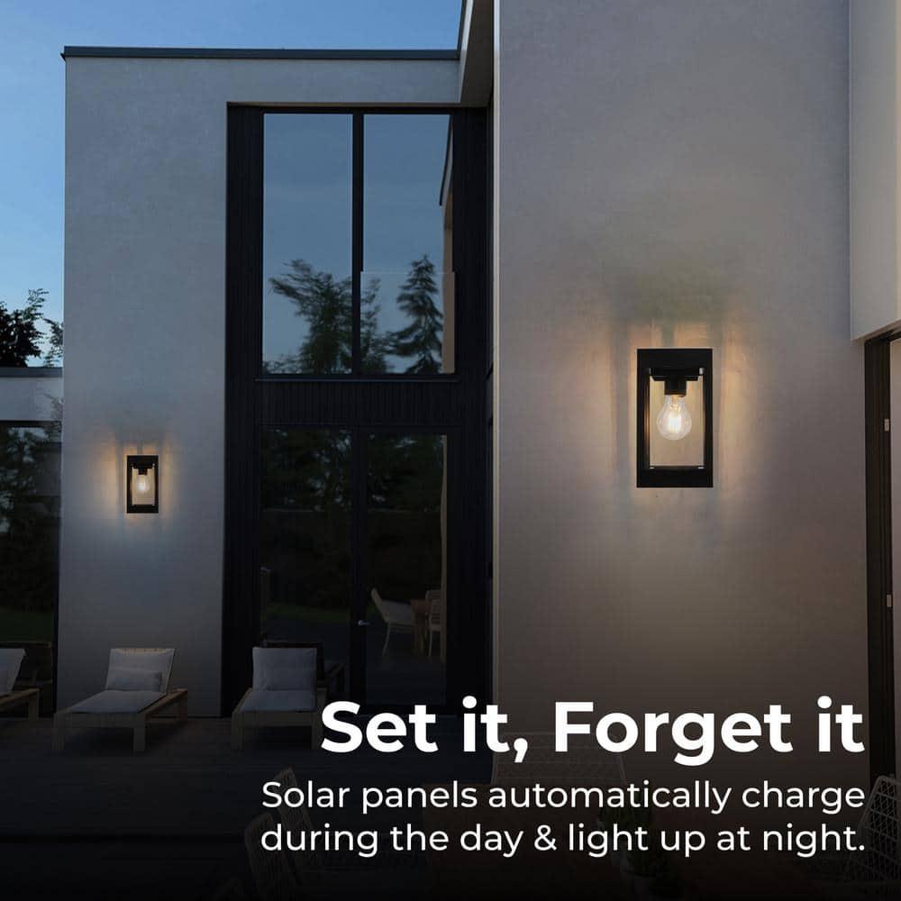 60 Lumens Solar Outdoor Black Aluminum Wall Light Integrated LED Edison Bulb