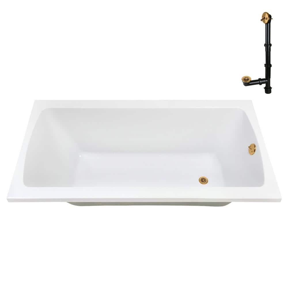 60'' x 32'' Acrylic Soaking Drop-In Bathtub, Drain Included