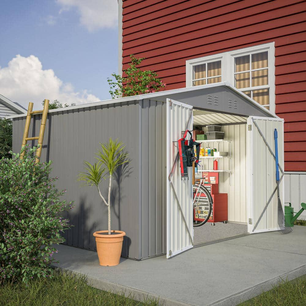 10X8 FT Outdoor Storage Shed, Metal Tool Shed & Outdoor Storage with Lockable Door and Vents Ideal for Bicycles, Tools, Lawnmowers, Backyards, Patios, Lawns