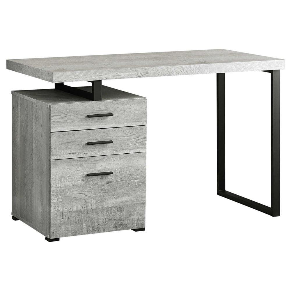 Monarch Specialties Computer Desk Home Office Laptop Left Right Set-Up Storage Drawers 48InchL Work Metal Laminate Grey Black Contemporary Modern