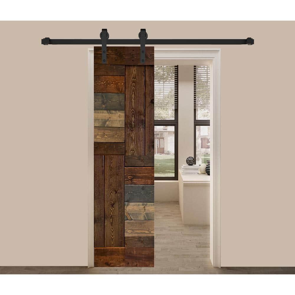 Mr. Wood L Series Paneled Wood Painted Barn Door without Installation Hardware Kit