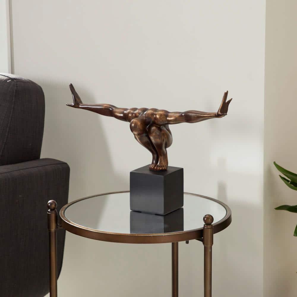 Red Barrel Studio® Cleophis Polystone Diver Decorative Bronze Sculpture with Black Base
