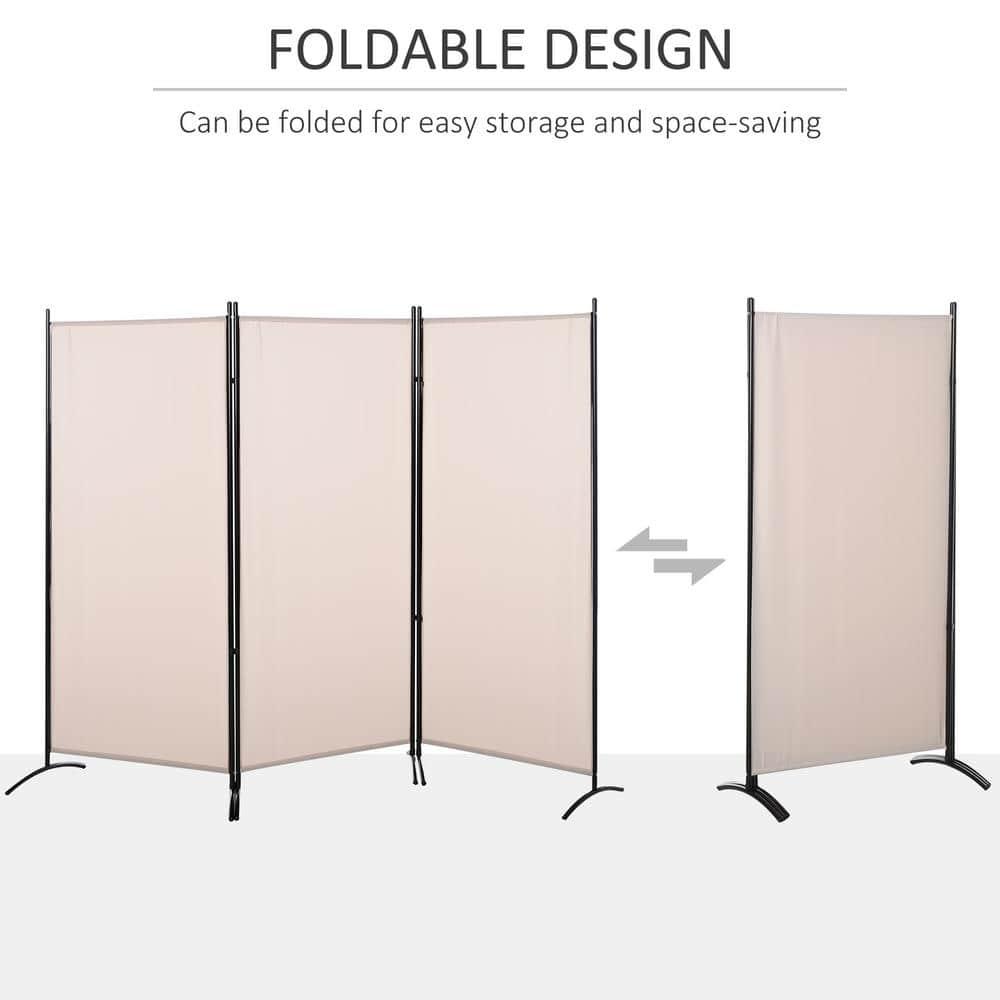 HOMCOM 3-Panel Room Divider Folding Privacy Screen Separator Partition Wall for Indoor Bedroom Office 100" x 72" Beige