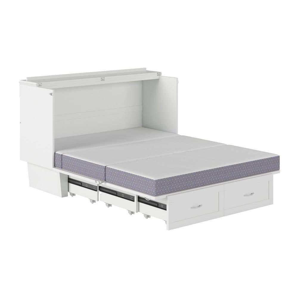 Queen Monroe Murphy Bed Chest with Memory Foam Mattress & USB Charger - AFI