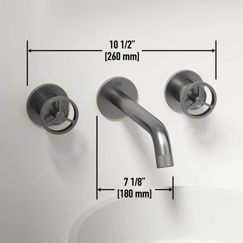 Cass 10" W Two Handle WaterSense Wall Mount Bathroom Faucet
