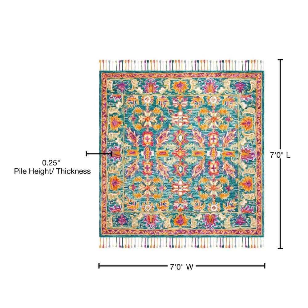 Aspen APN113 Hand Tufted Area Rug - Turquoise/Purple - 7' X 7' Square - Safavieh.