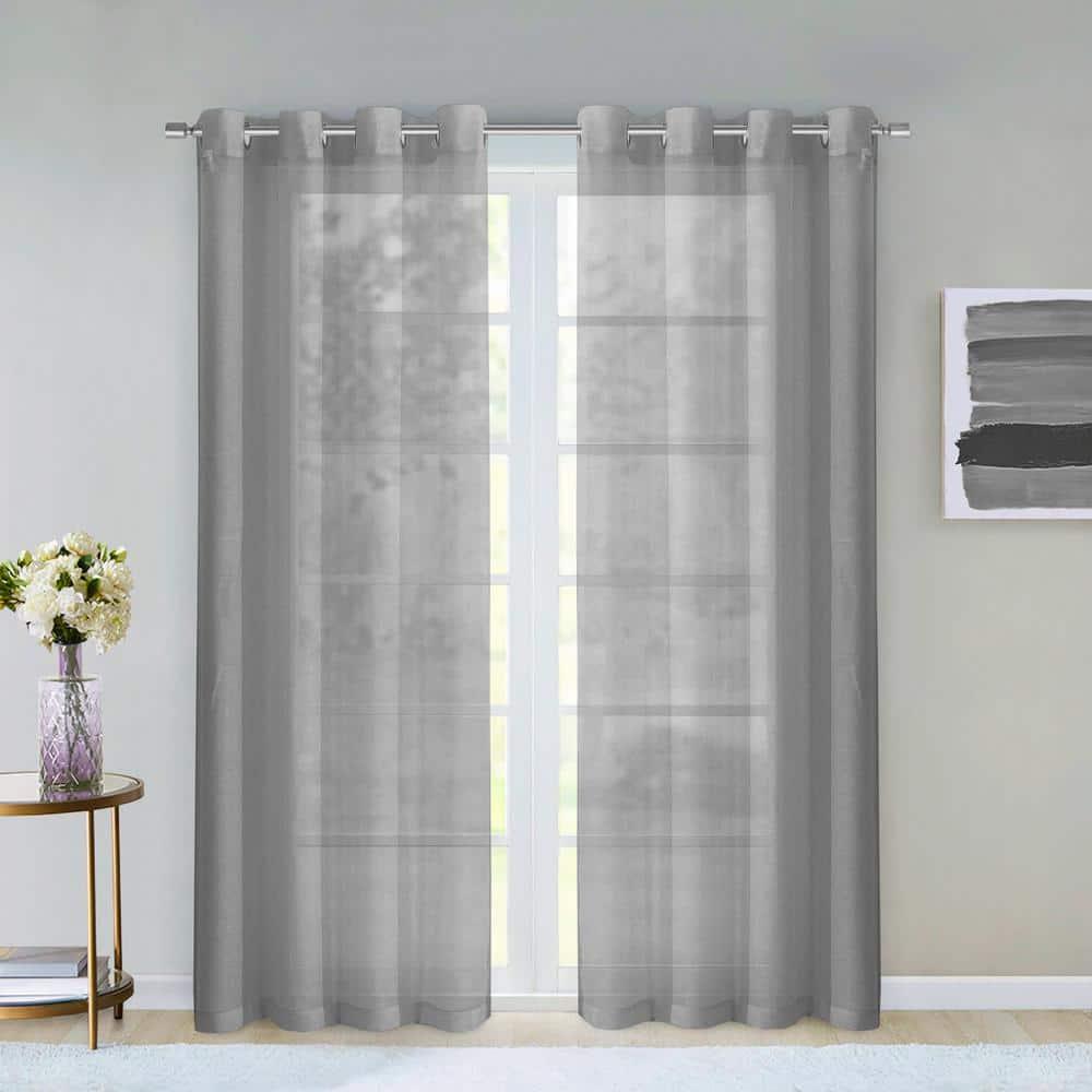 Dainty Home Solid Sheer Curtains for Living Room and Bedroom 110"W x 84"L Window Sheers Window Drapes (Set of 2)