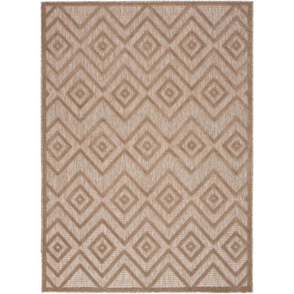 Nourison Versatile Diamond Geometric Flatweave Indoor Outdoor Area Rug Natural Beige 5' x 7'