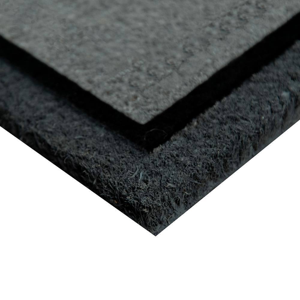 Gray and Black Coir Vinyl Backing Outdoor Welcome Mat