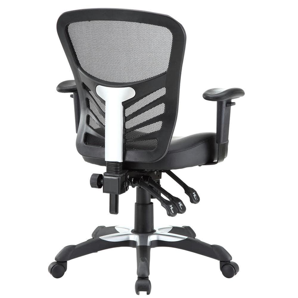 Articulate Mesh Office Chair Black Vegan Leather - Modway: Ergonomic, Adjustable Arms, Swivel, 330lb Capacity