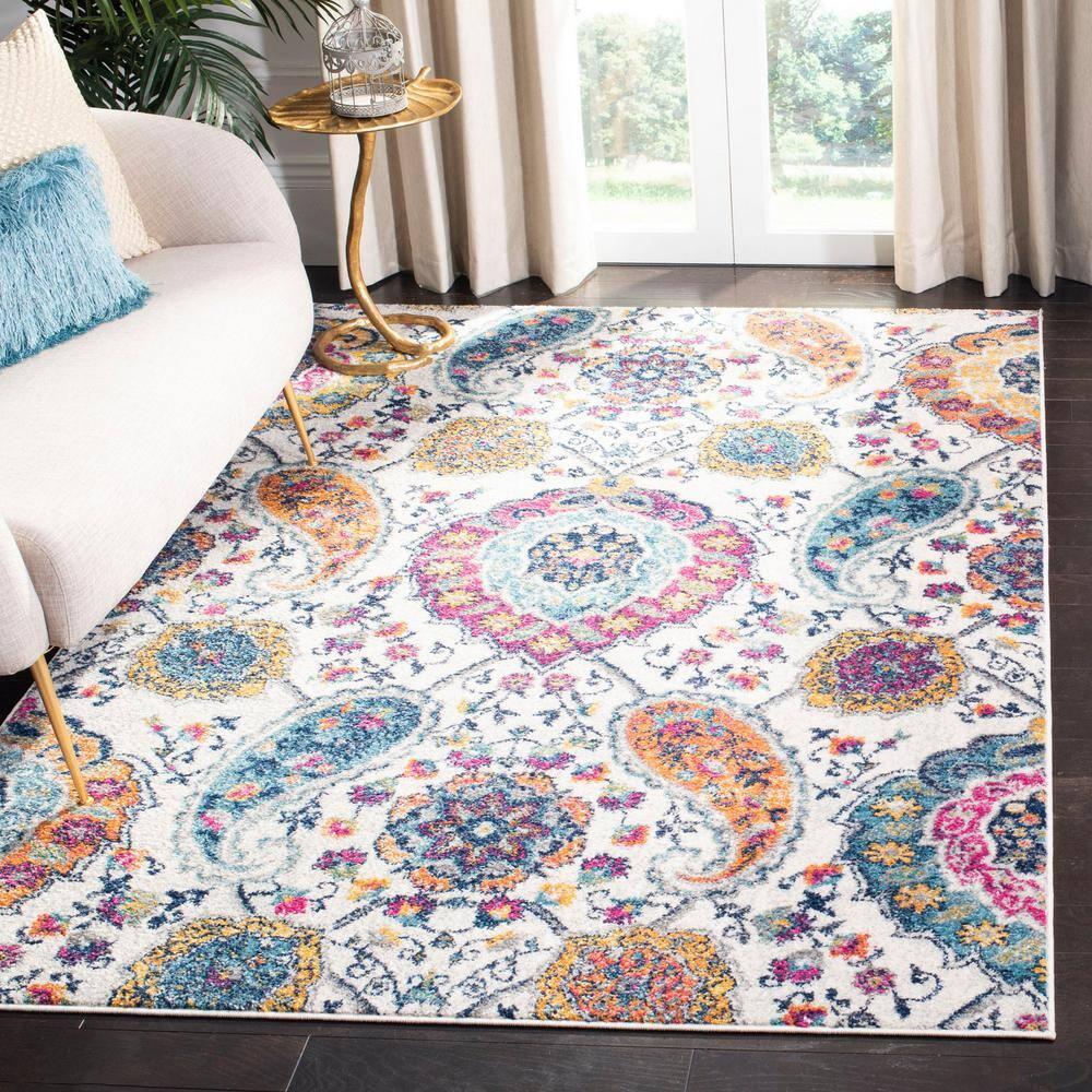 Madison MAD600 Power Loomed Indoor Area Rug - Cream/Multi - 4'x6' - Safavieh