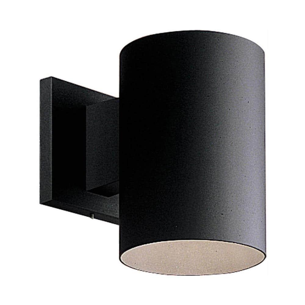 Progress Lighting, Cylinder Collection, 1-Light Wall Light, Black Finish, Aluminum Material, Shade Included