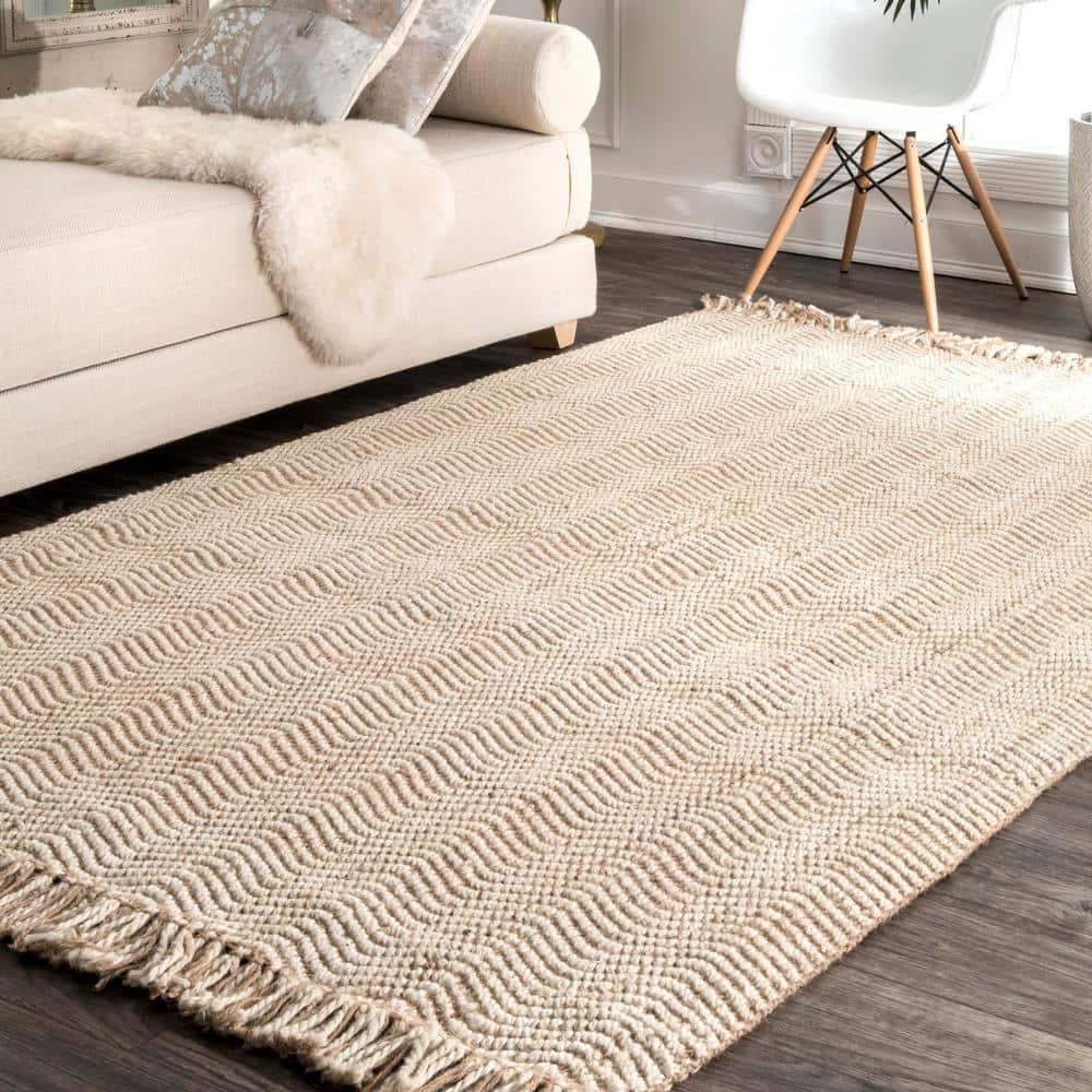 3'x5' Hand Woven Don Jute with Fringe Area Rug Brown - nuLOOM: Indoor Low Pile Rectangle, Stripe Pattern, Spot Clean