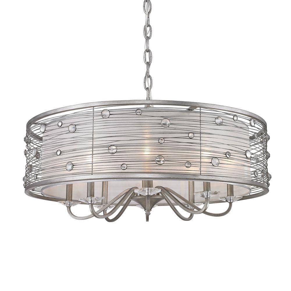 Golden Lighting Joia 8-Light Chandelier in Peruvian Silver with Sterling Mist