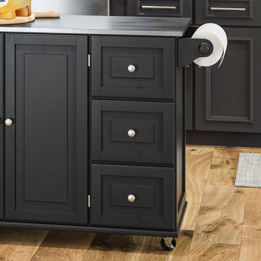 Homestyles Dolly Madison Wood Kitchen Cart in Black