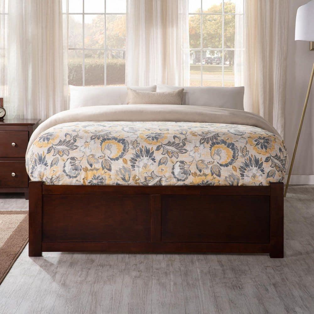 Concord Queen Bed with Footboard and Twin Extra Long Trundle in Walnut