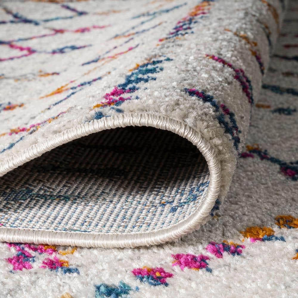 8'x10' Moroccan HYPE Boho Vintage Diamond Area Rug, Cream/Multi - JONATHAN Y