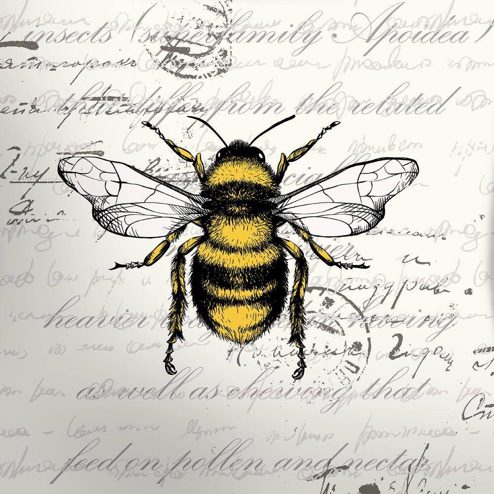 Jordan Manufacturing 16" x 16" Bee Script Cream Novelty Square Outdoor Throw Pillow with Welt