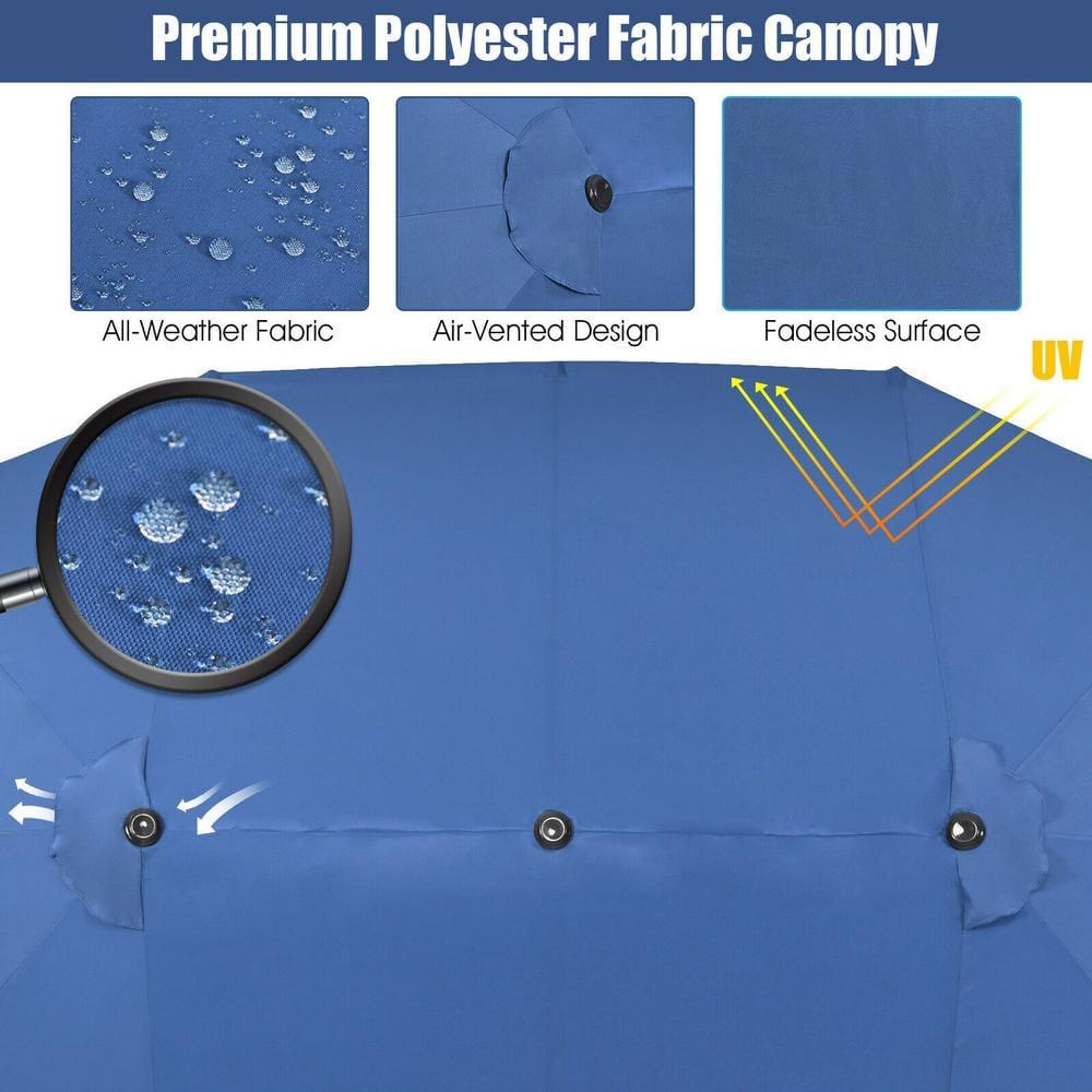 Costway 15FT Patio Double-Sided Umbrella Crank Outdoor Garden Market Sun Shade Navy