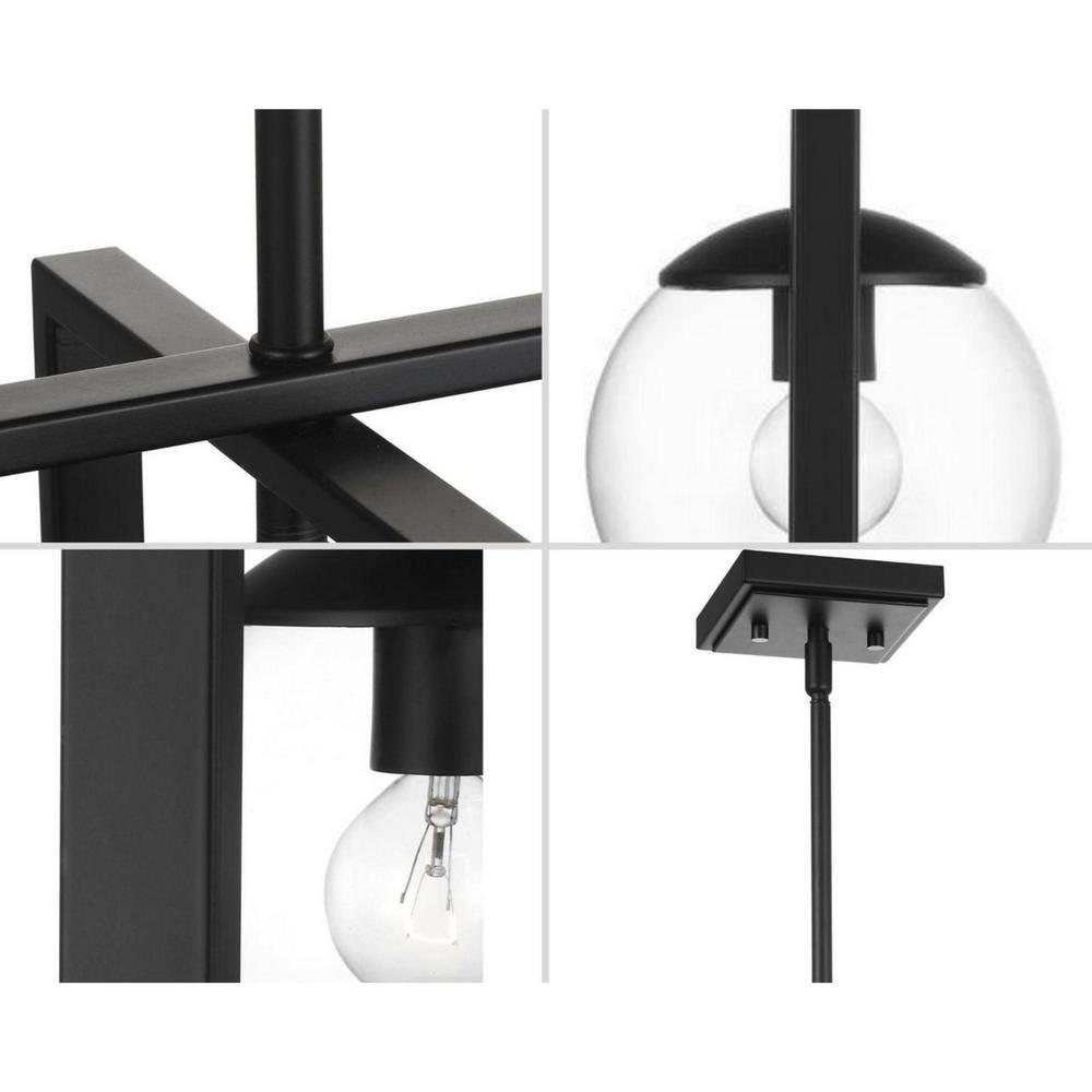 Progress Lighting Atwell 1-Light Pendant, Matte Black, Clear Globe Shade