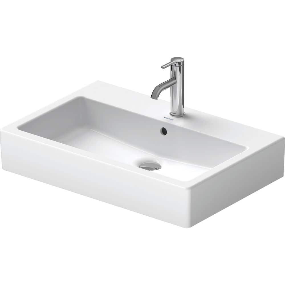 Duravit 045470-1HOLE White Ceramic 51.08 lb Rectangular Wall Mount Bathroom Sink
