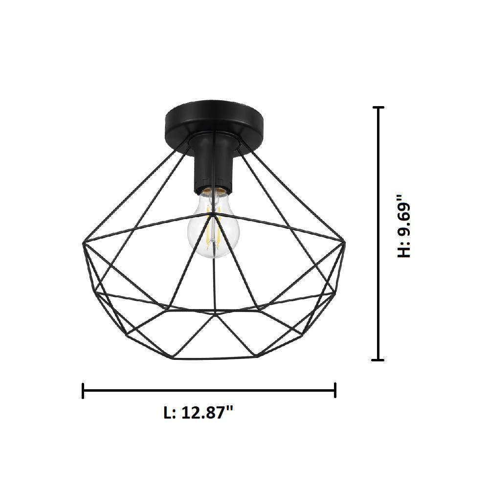 1-Light Tarbes Ceiling Light Matte Black - EGLO: Contemporary Flush Mount, ETL Listed, Metal Shade