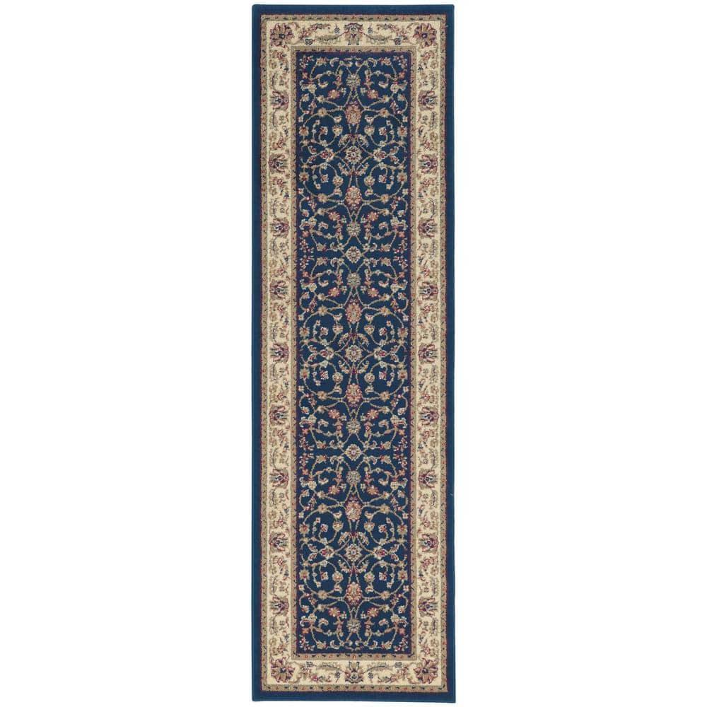1596-1354-NAVY Como Rectangular Navy Blue Traditional Italy Area Rug- 2 ft. 2 in. W x 7 ft. 7 in. H