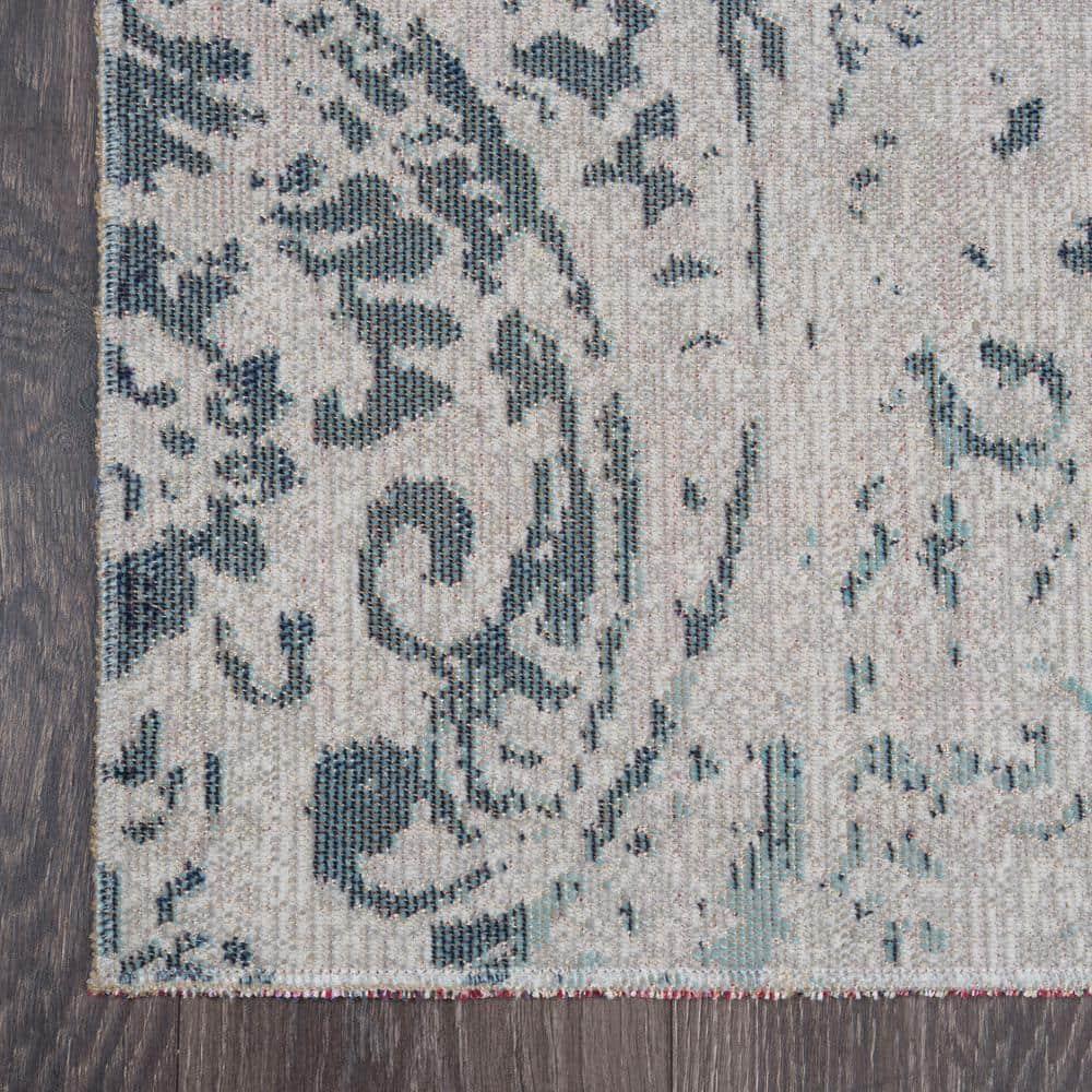 Nicole Miller New York Patio Sofia Juniper Paisley Indoor/Outdoor Area Rug, Ivory/Blue