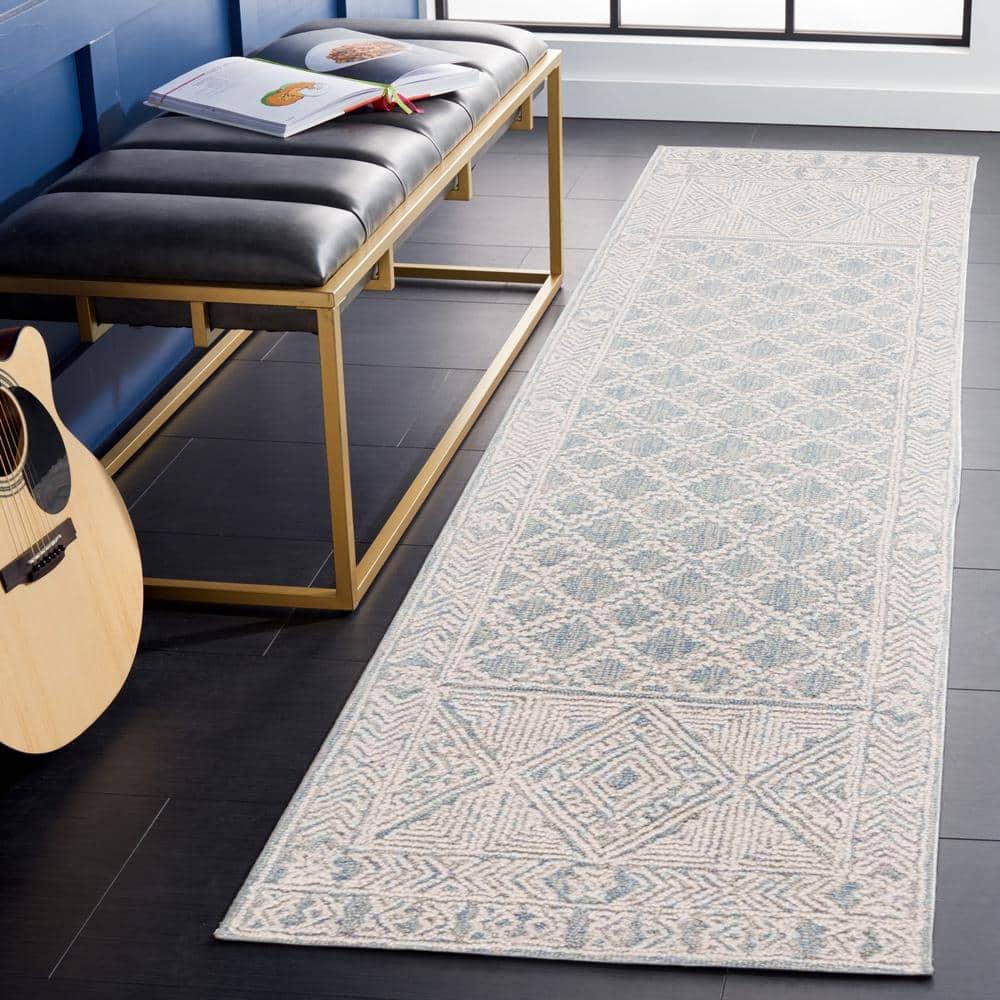 Abstract ABT466 Hand Tufted Indoor Runner Rug - Blue/Ivory - 2'3"x8' - Safavieh