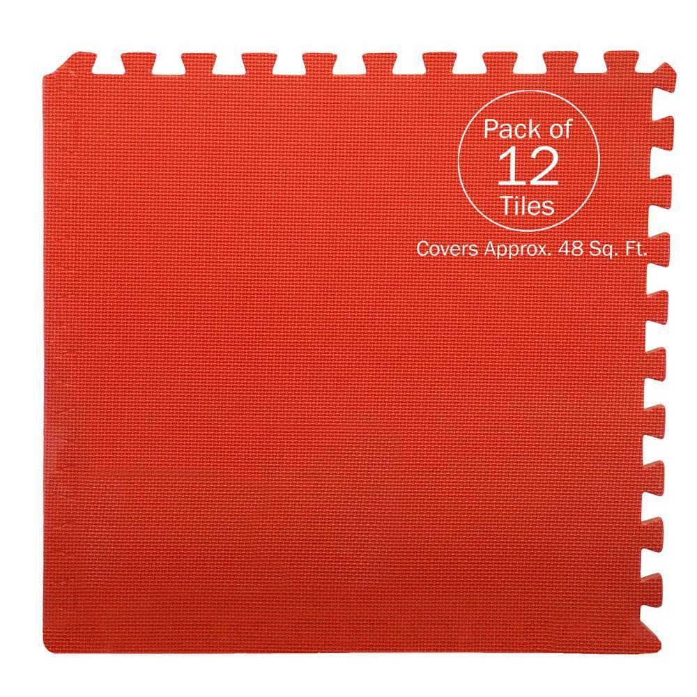 EVA Foam Mat Tiles 12-Pack - 48 SQ FT Interlocking Padding for Playroom or Gym Flooring - Workout Mat or Baby Playmat by Stalwart (Multicolor)
