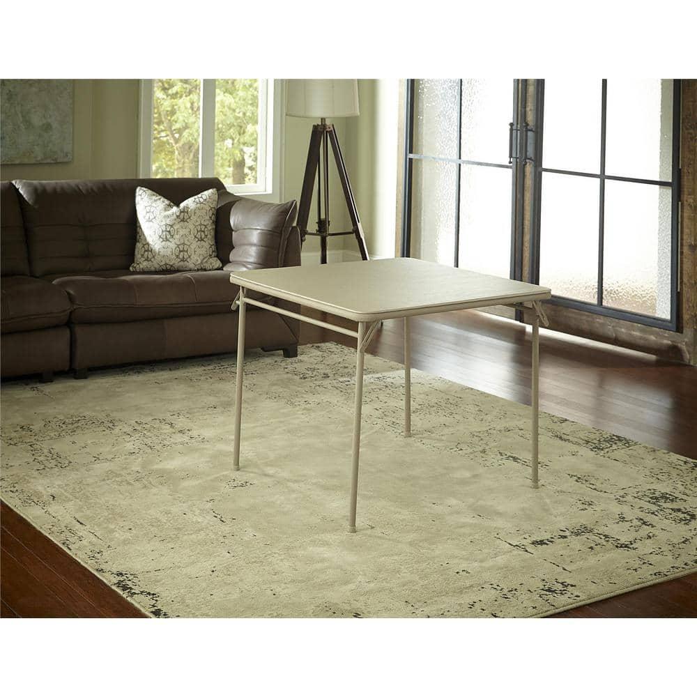 COSCO 34" Square Folding Vinyl Top Card Table, Antique Linen