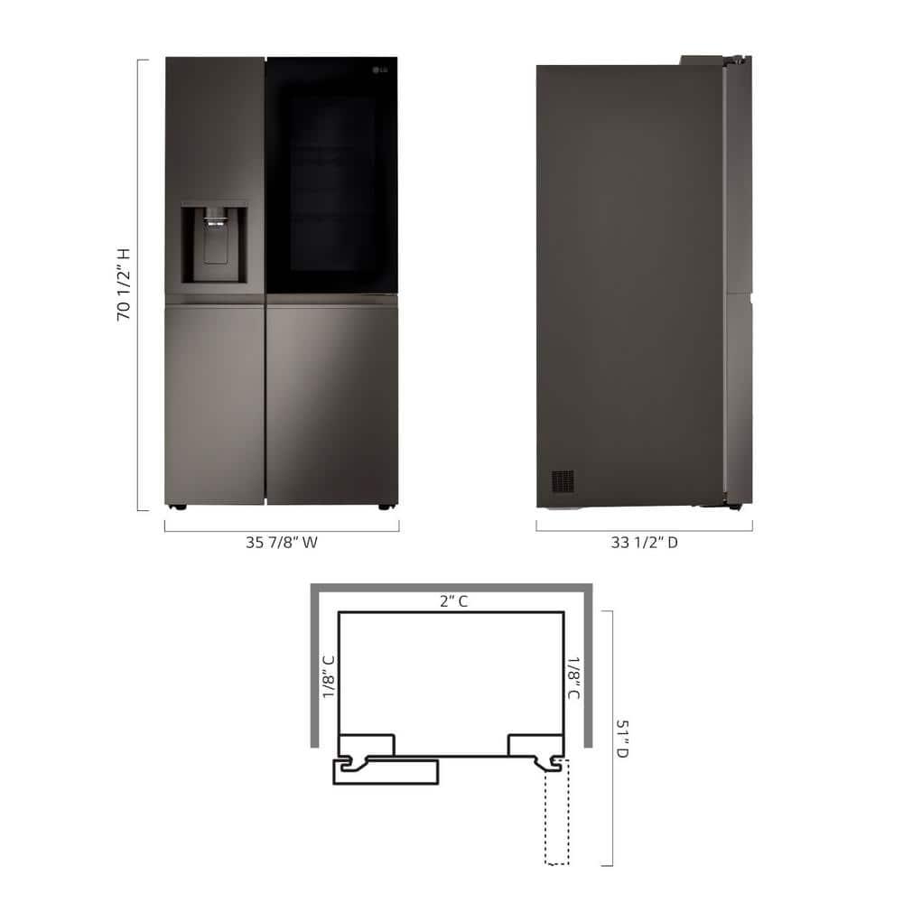 LG 27 cu. ft. Side by Side Smart Refrigerator w/ InstaView and Craft Ice