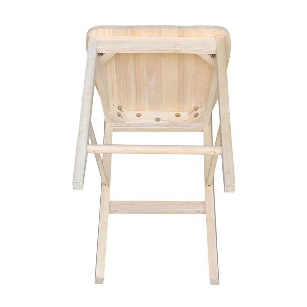 24" X Back Counter Height Barstool Unfinished - International Concepts: Hardwood Frame, Square Seat