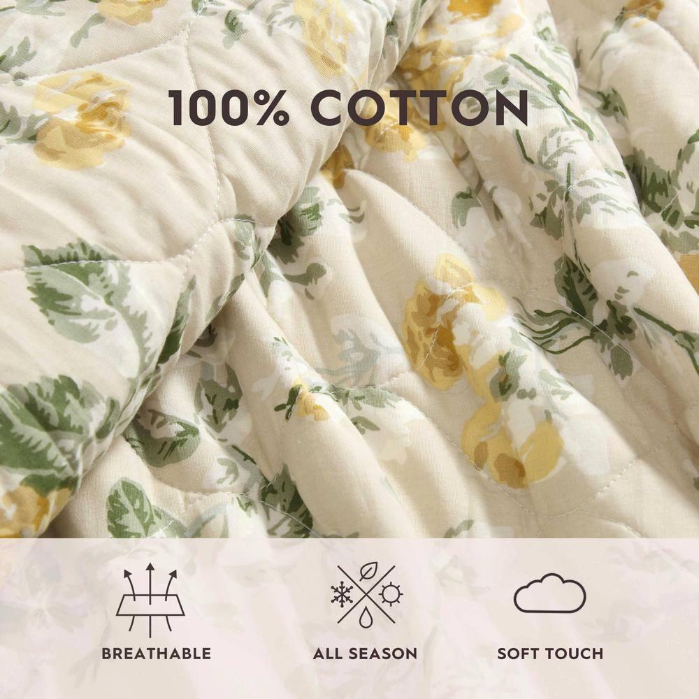 Laura Ashley Laura Ashley Roses Cotton Reversible Gold Quilt Set
