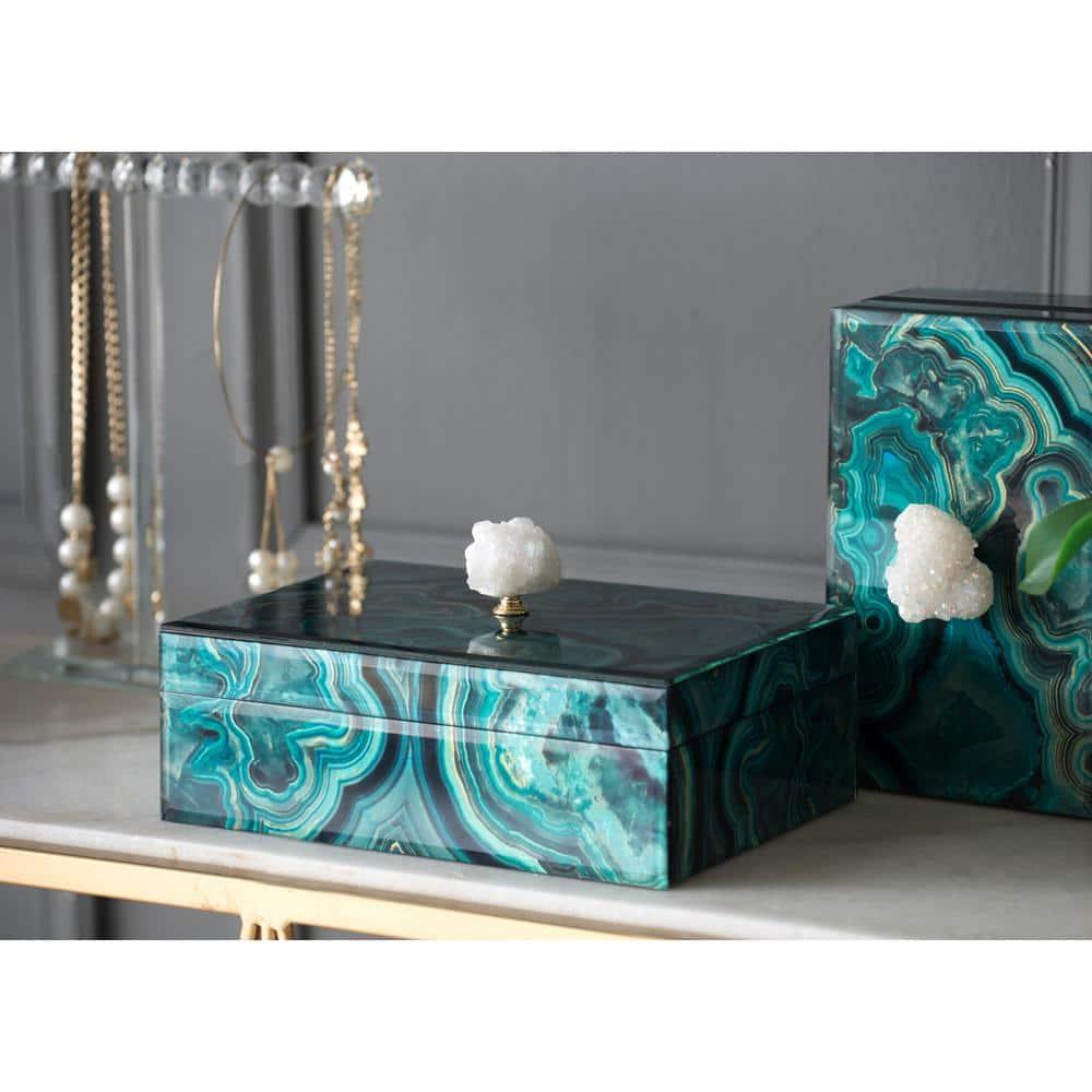 Bethany Marbled Box - Blue, Brown - Large
