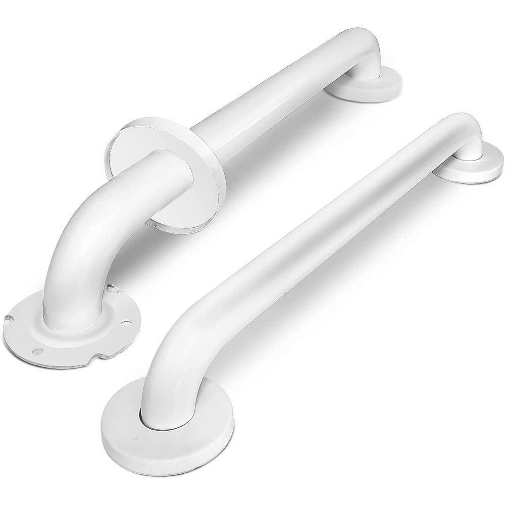 18 Inch Handicap Grab Bars, 2 Pack Stainless Steel Grab Bar for Bathtubs and Showers, Wall Mount Safety Shower Grab Bars for Seniors Injury Elderly, White