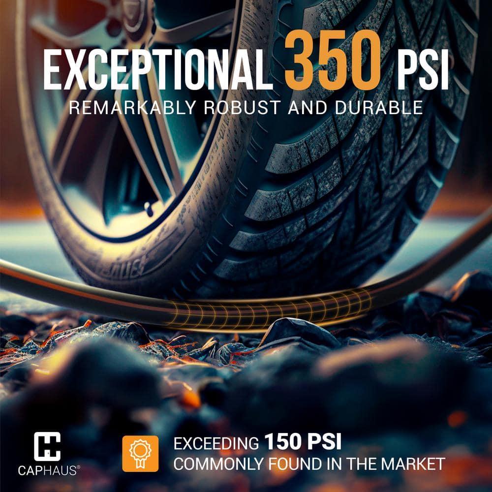 CAPHAUS 50ft Garden Hose Manguera de Agua de 5/8 de Pulgada con Accesorios de Latón Macizo de 3/4 de Pulgada, Construcción a Prueba de Fugas, Manguera Liviana y Flexible de PVC Duradera para Exteriores, Presión de Trabajo de 350 PSI para Todo Clima