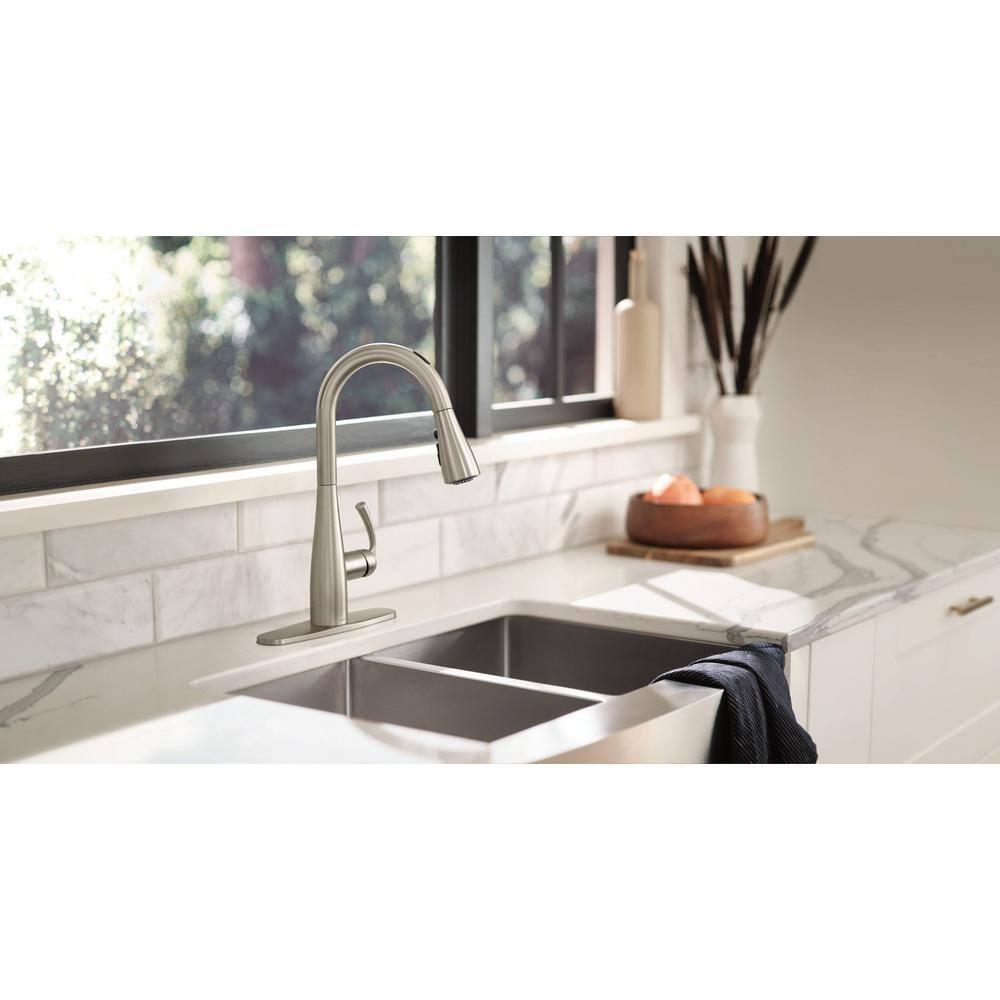 Moen Essie Spot Resist Stainless Smart Faucet Touchless Pull Down Sprayer Kitchen Faucet with Voice Control and Power Boost, 87014EVSRS
