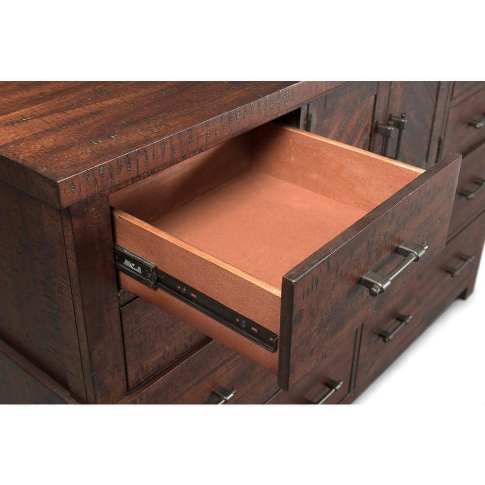 Dex Dresser Walnut Brown - Picket House Furnishings: 8-Drawer Bedroom Bureau with Cabinet, Rustic Finish